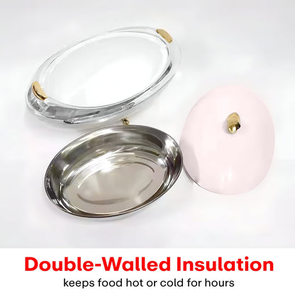 Prime Pick Elegant Oval Casserole 5L with Gold Leaf Handle