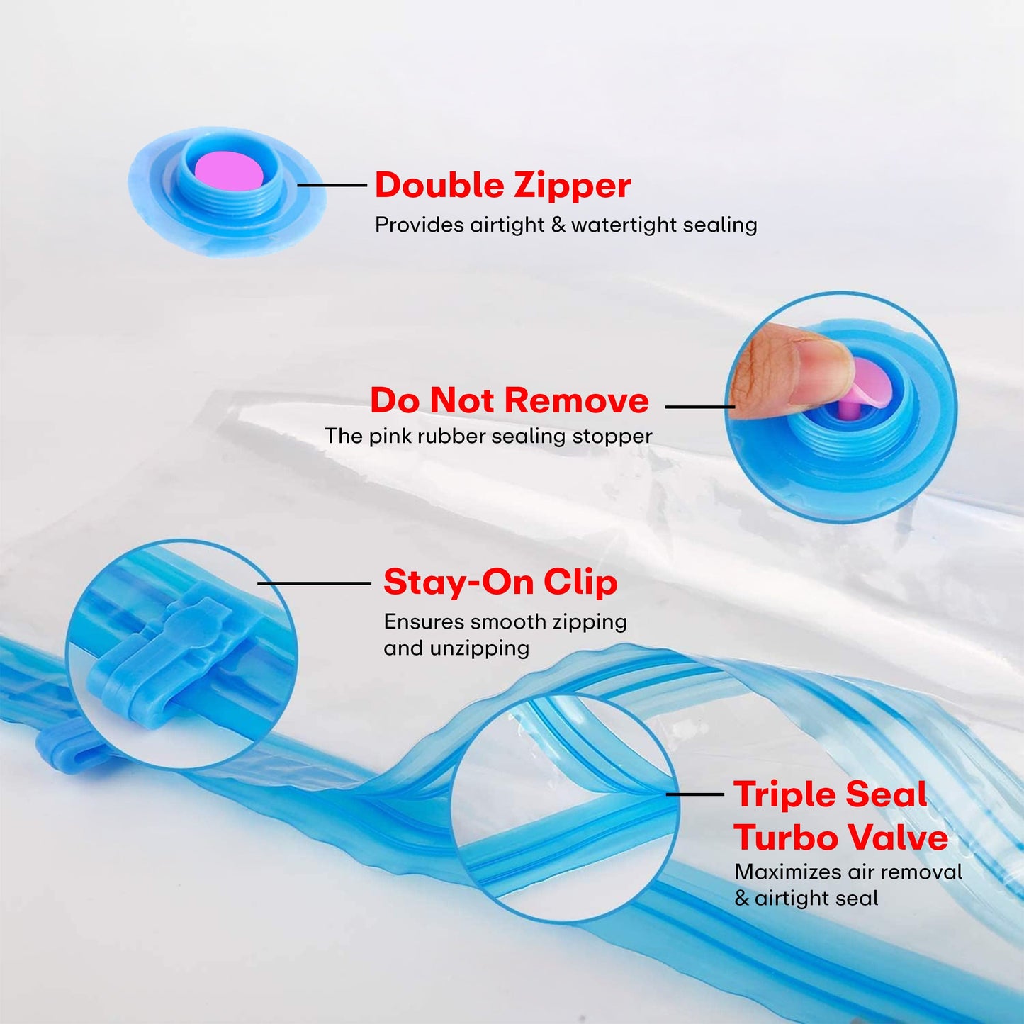 Prime Pick Vacuum Compression Storage Bags With Hand Pump Pack Of-5 Jumbo (100*80)Cm