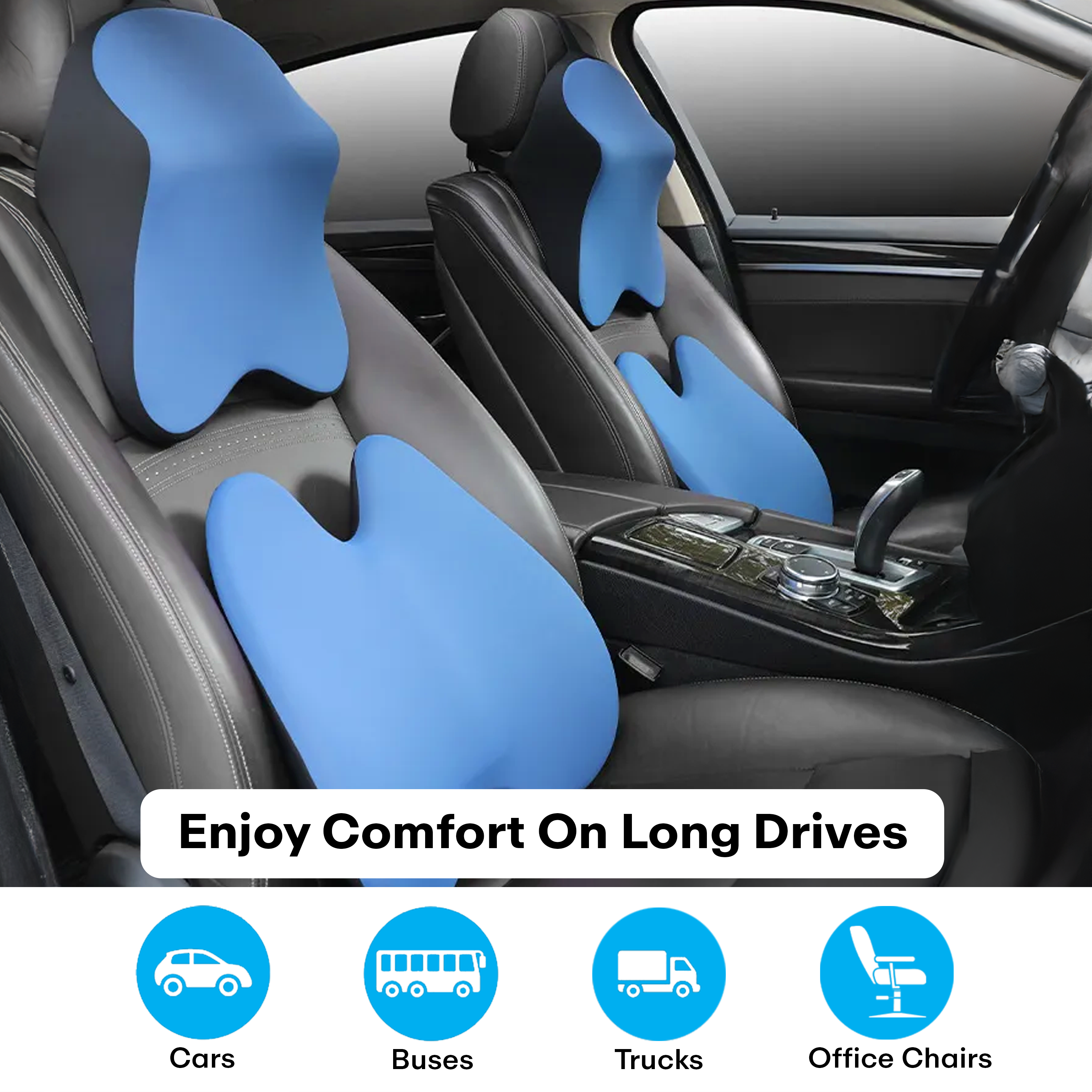 Prime Pick Car Neck Pillow And Backrest Cushion