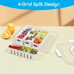 Prime Pick Fridge Storage Container With Lids (4 Compartment)