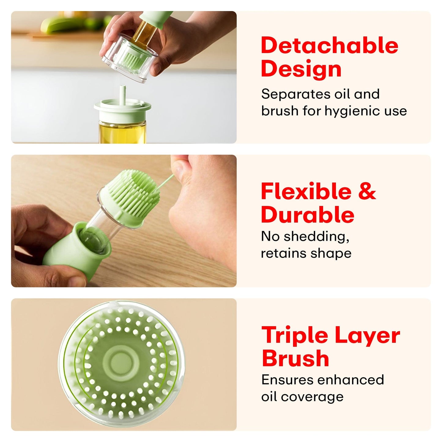 Prime Pick 180ml Oil Dispenser Bottle with Silicone Built-in Brush