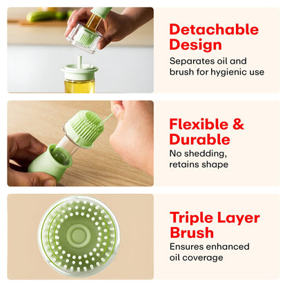 Prime Pick 180ml Oil Dispenser Bottle with Silicone Built-in Brush