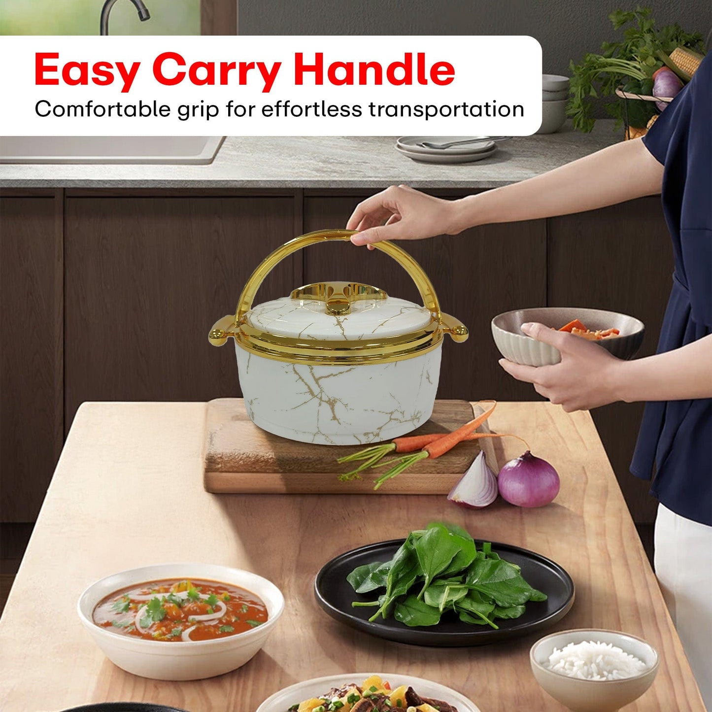 Prime Pick Premium Marble Finish Casserole Set of-3 (1.5L+2L+2.5L)
