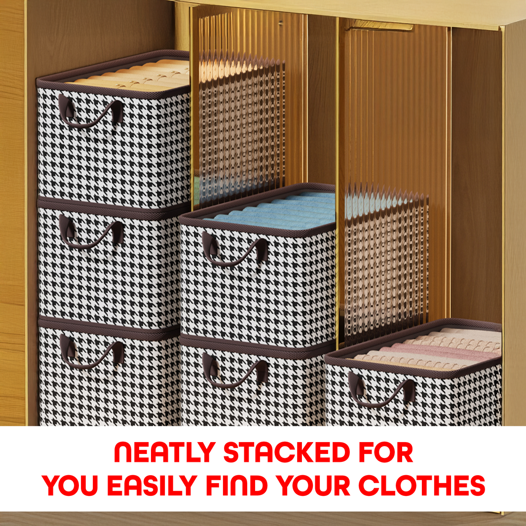 Prime Pick Foldable Clothing Storage Boxes Cloth Organizer without Lid Washable Breathable Non-Woven Fabric with Metal Frame & Handles for Jeans T-shirts Socks Underwear, Versatile Home Storage