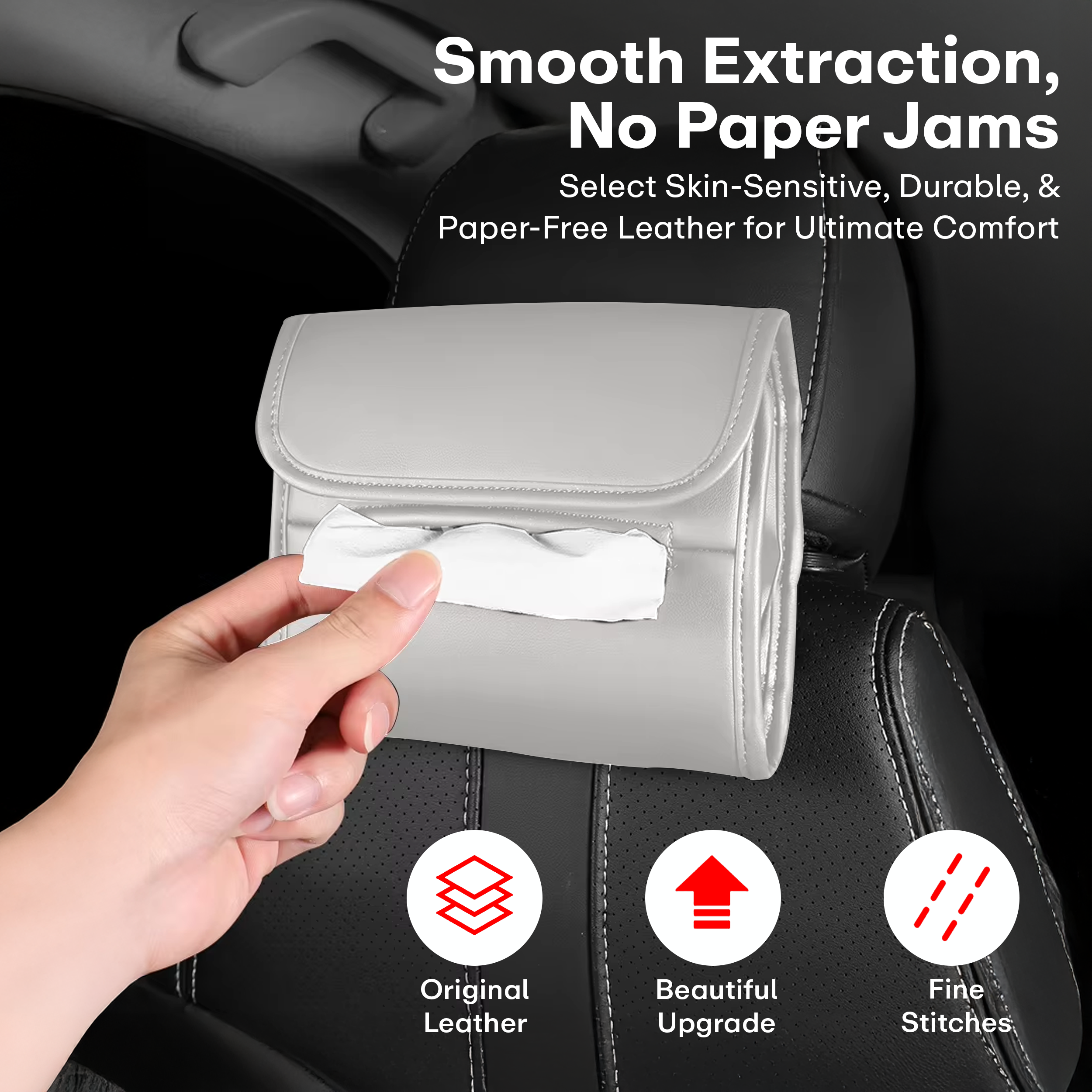 Prime Pick Leather Tissue Holder for Car Pack of 2