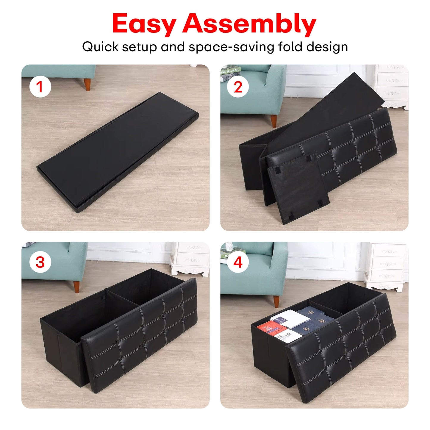 Prime Pick Leather Storage Stool