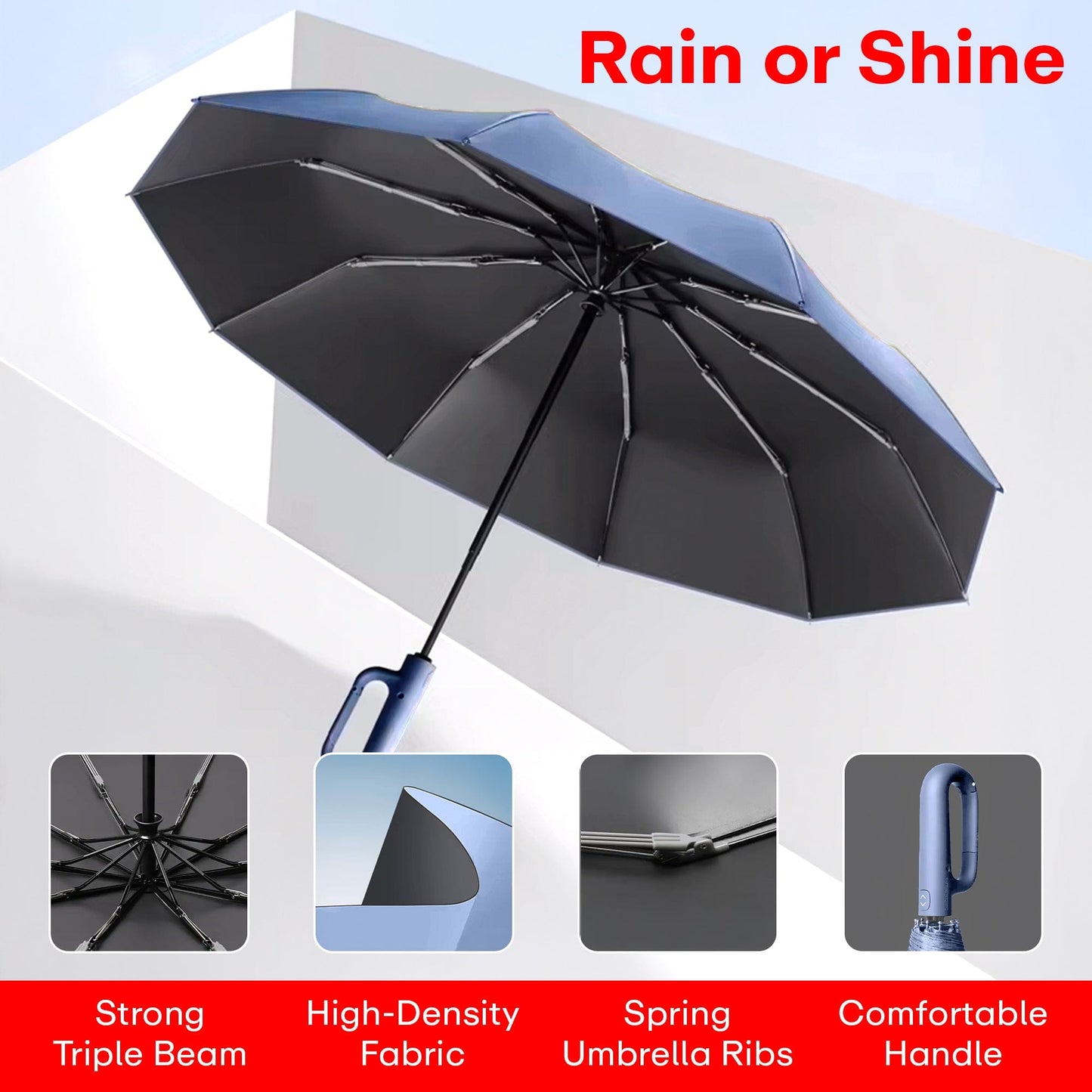 Prime Pick Compact Travel Umbrella With Reflective Strip