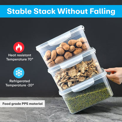 Prime Pick Stackable & Leakproof air tight container (set of 3) for Fridge Storage Boxes with Lids