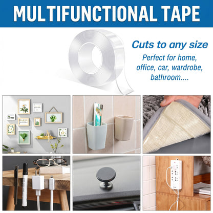 Multipurpose Double Sided Tape 1MM Thickness – Strong Adhesive Nano Tape 3M x 3CM Reusable Wall Mounting Tape