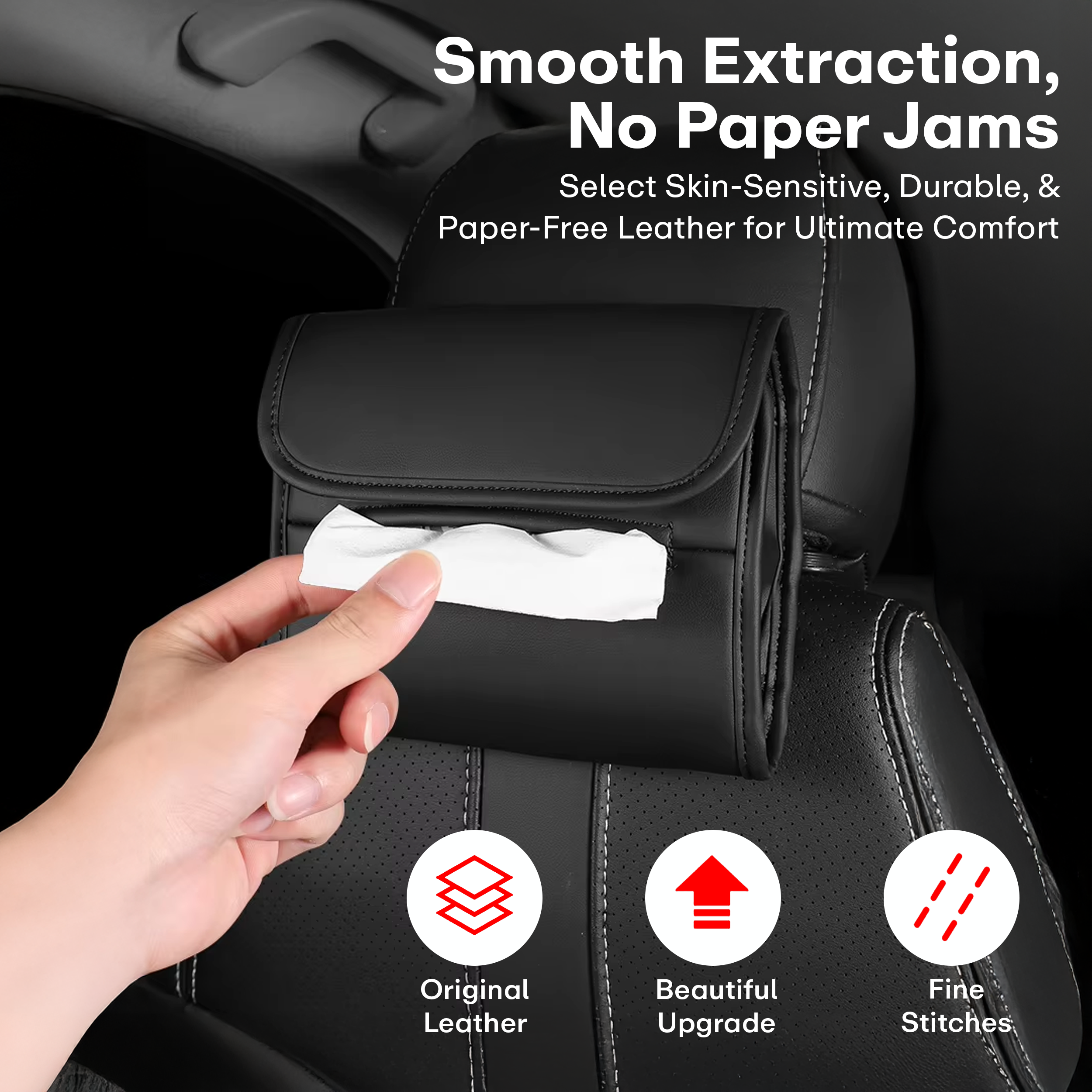 Prime Pick Leather Tissue Holder for Car Pack of 2