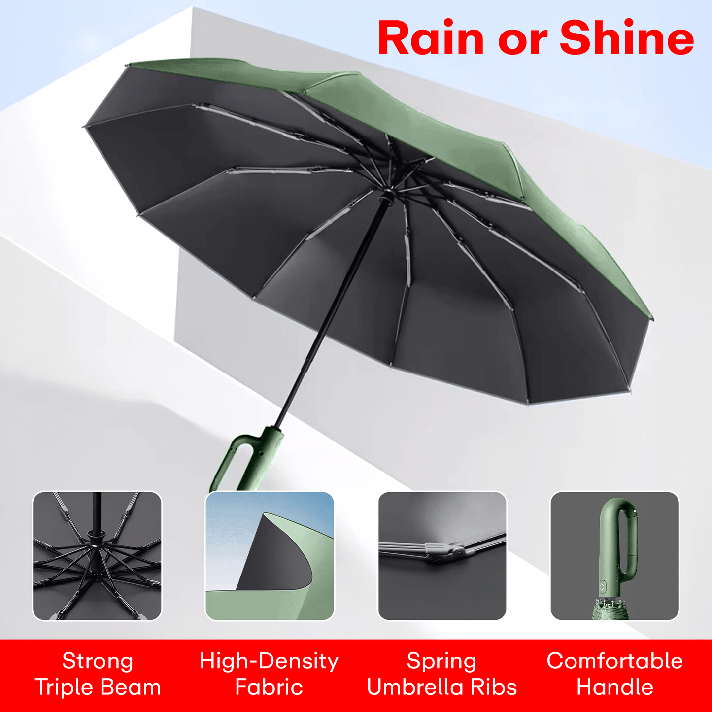 Prime Pick Compact Travel Umbrella With Reflective Strip