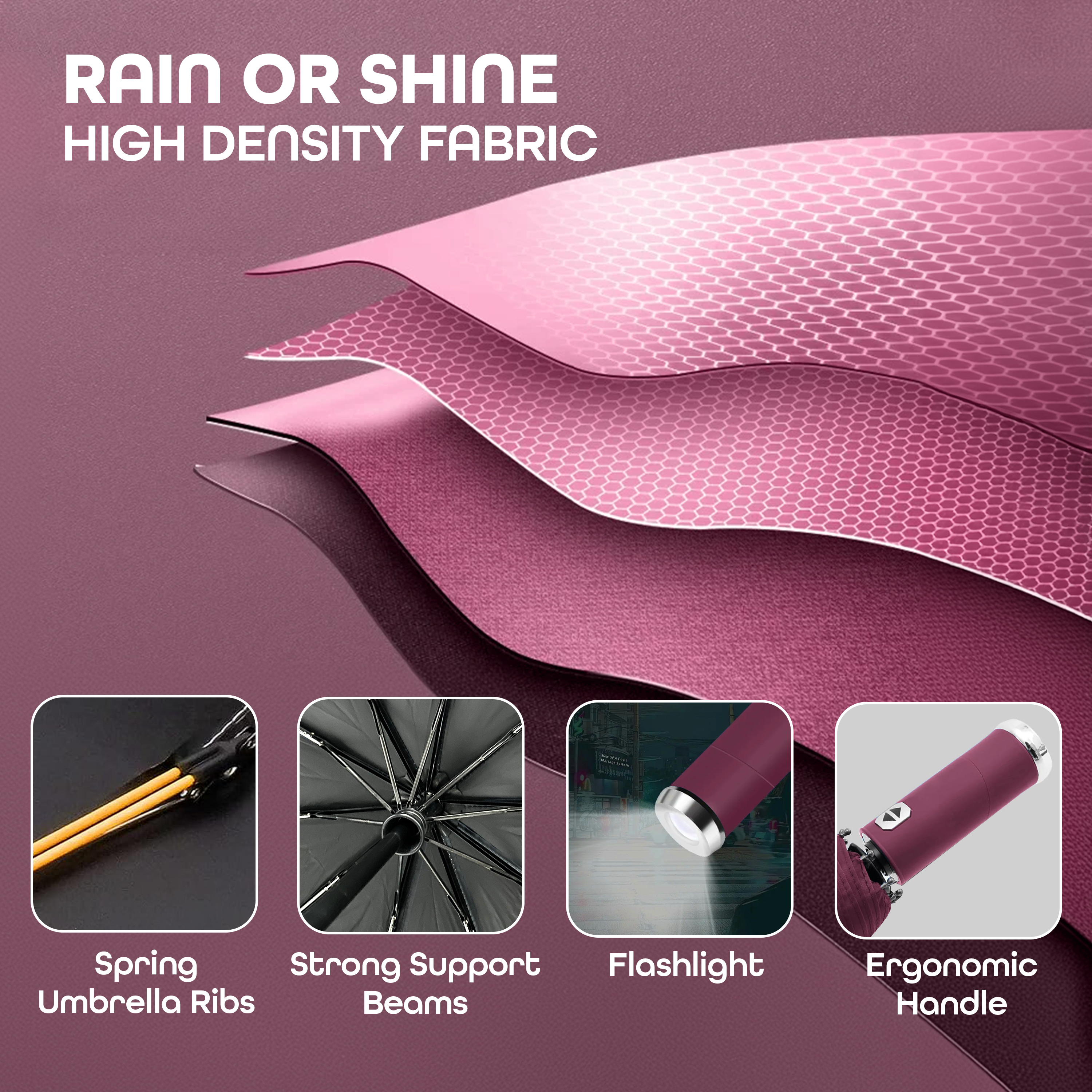 Prime Pick Compact Travel Umbrella With Torch