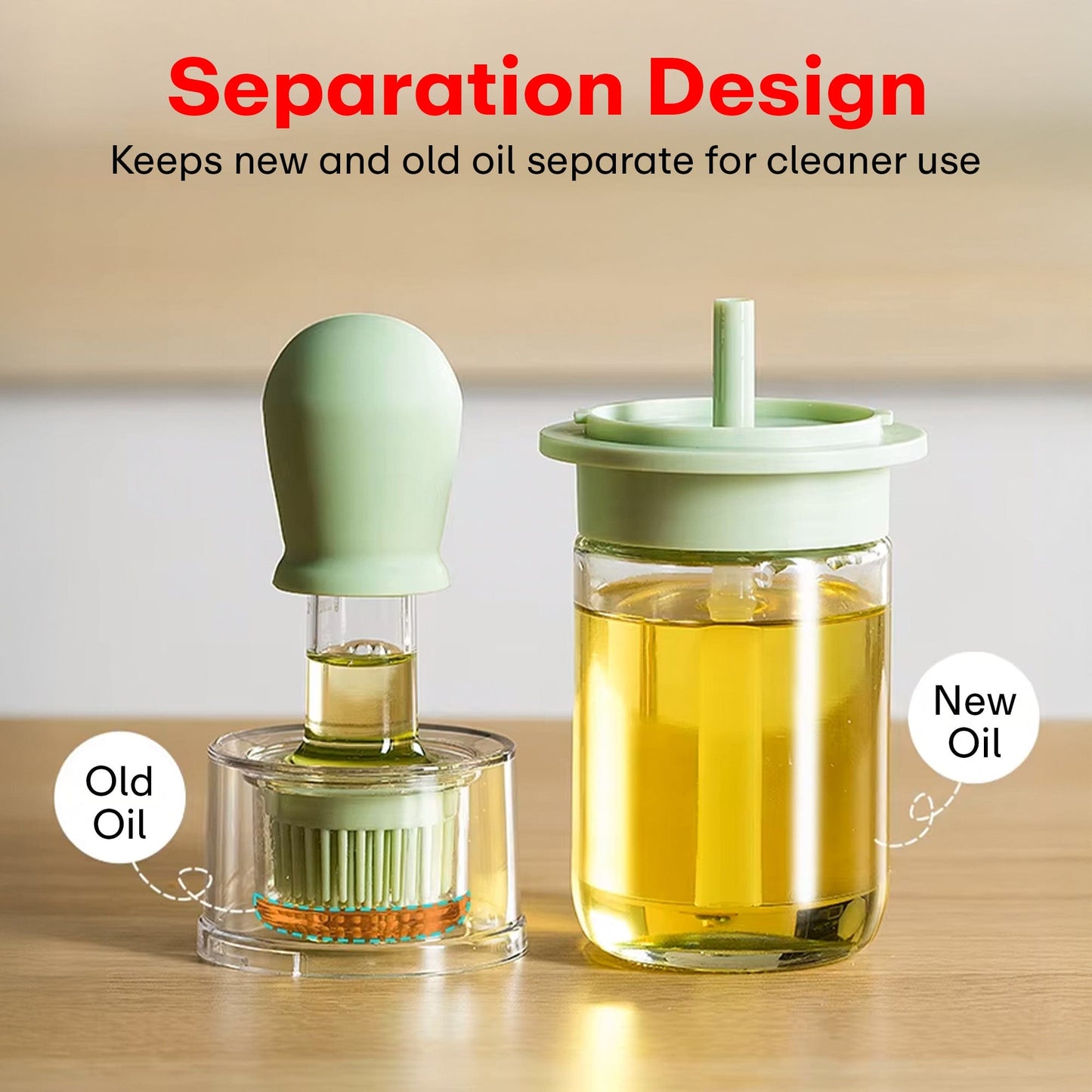 Prime Pick 180ml Oil Dispenser Bottle with Silicone Built-in Brush