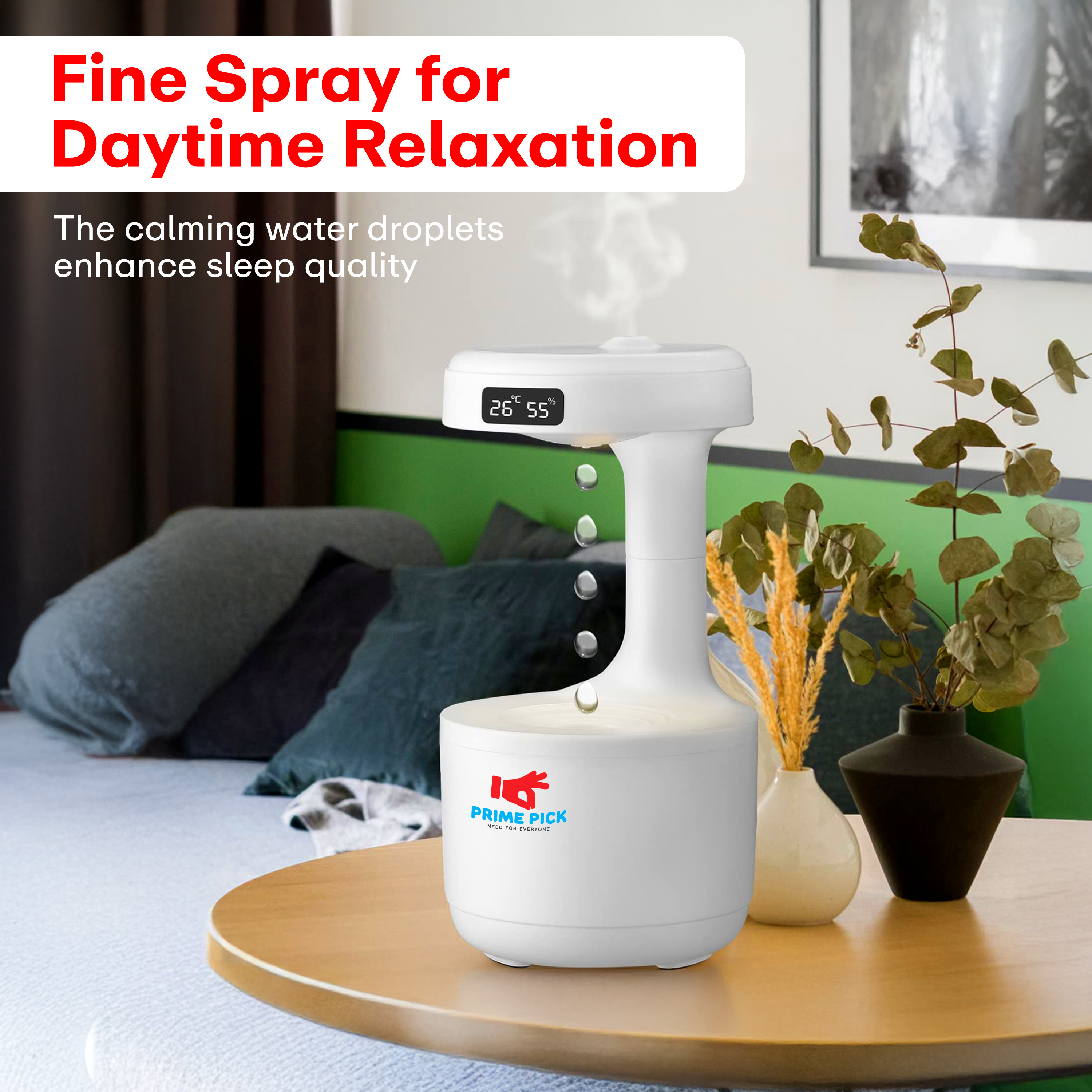 Prime Pick Water Droplet Humidifier (Whispering Water)