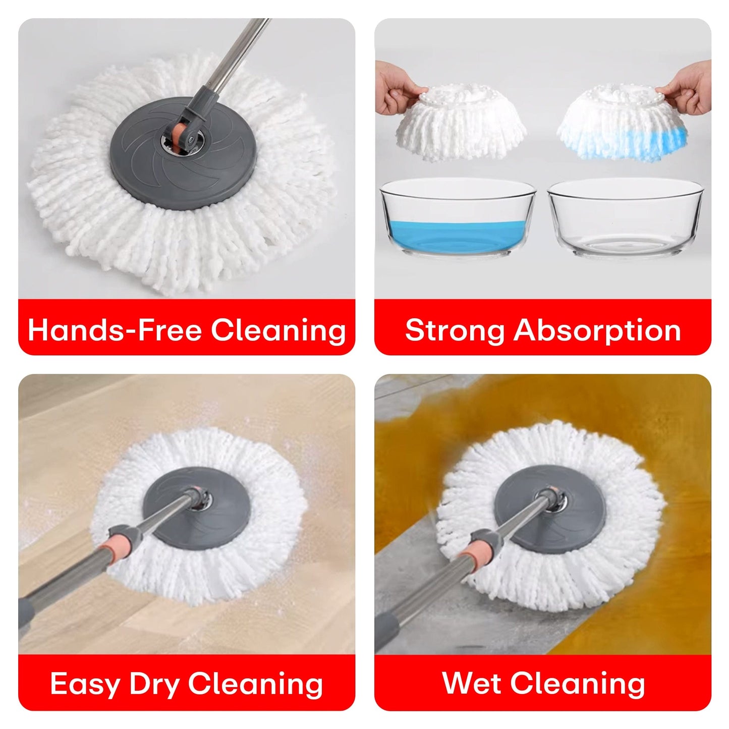 Prime Pick Spin Mop With Wheels Stainless Steel Basket