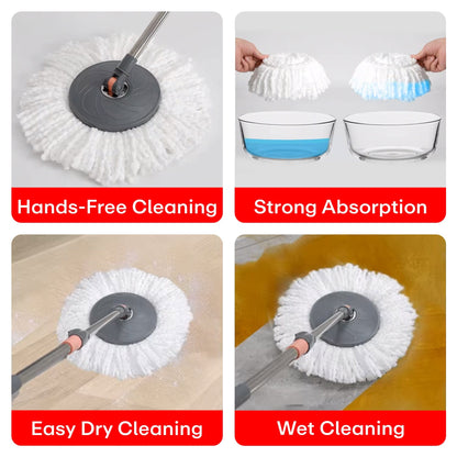 Prime Pick Spin Mop With Wheels Stainless Steel Basket