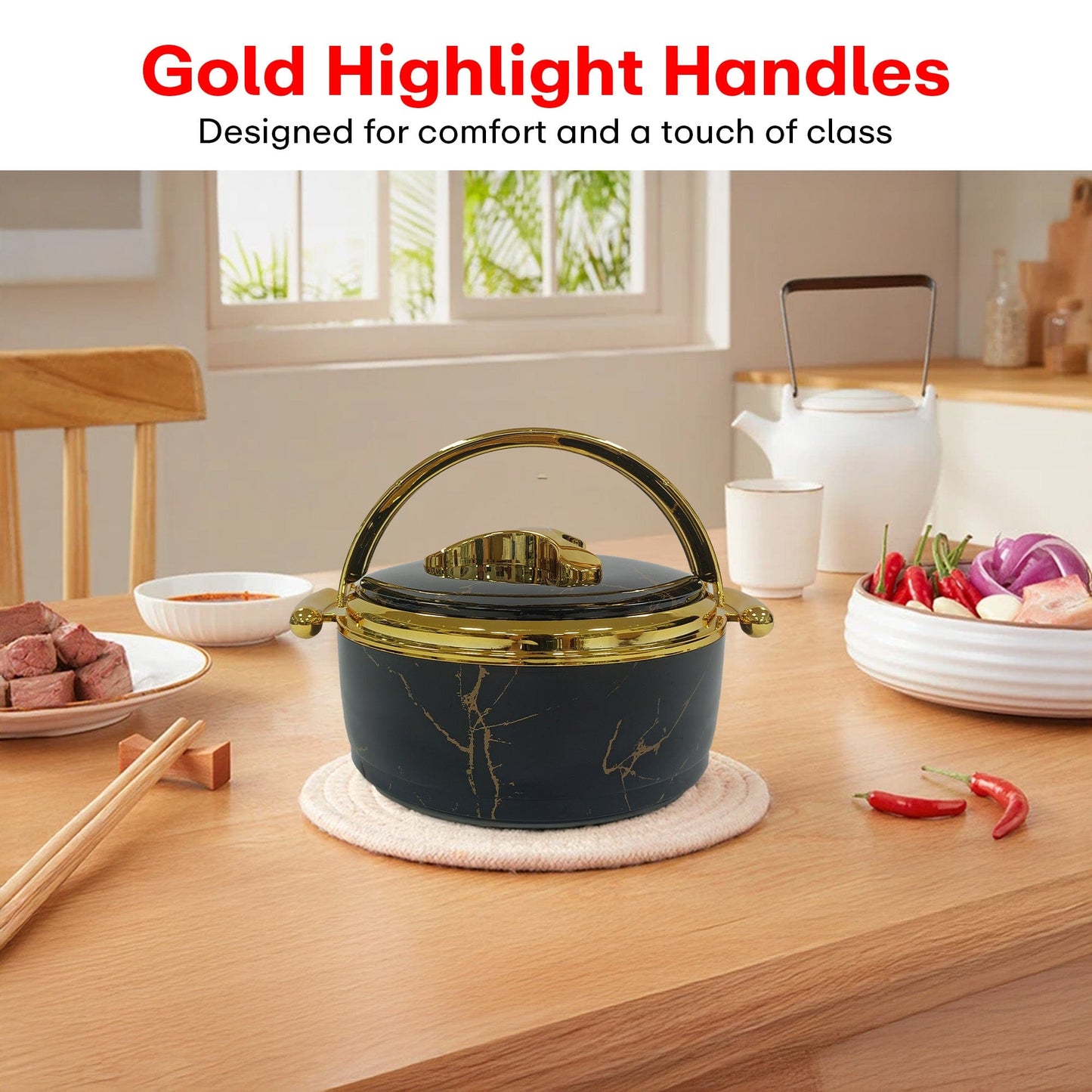 Prime Pick Premium Marble Finish Casserole Set of-3 (1.5L+2L+2.5L)