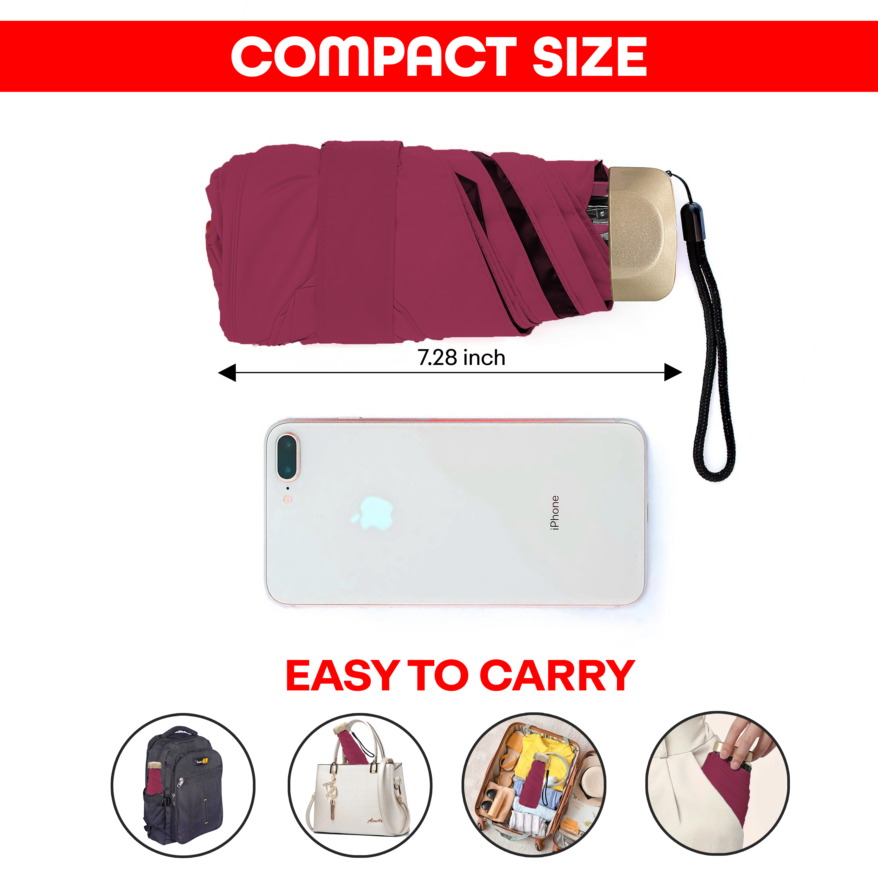 Prime Pick Compact Mini Travel Umbrella