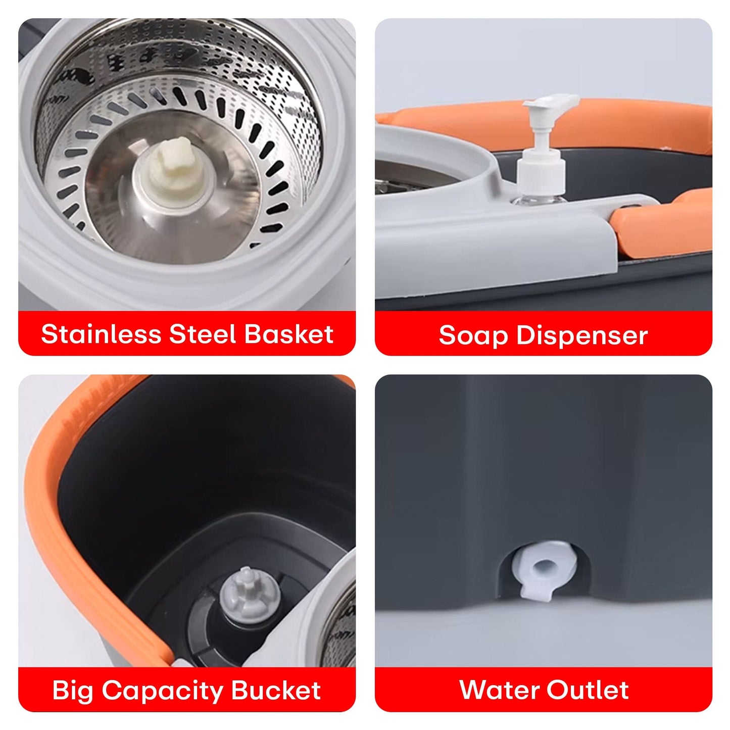 Prime Pick Spin Mop With Wheels Stainless Steel Basket