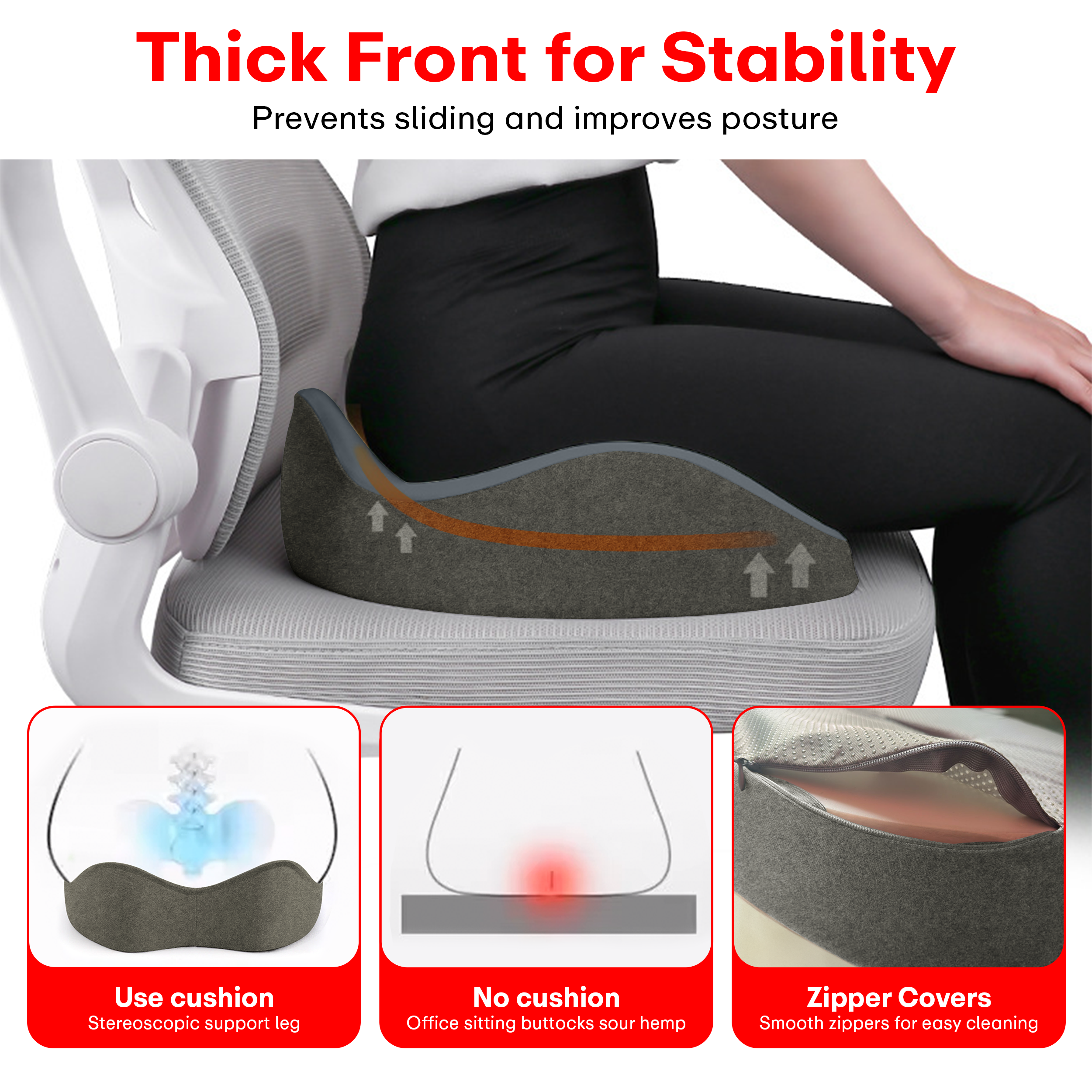 PRIME PICK Coccyx Chair Cushion Memory Foam Seat Tailbone Pillow