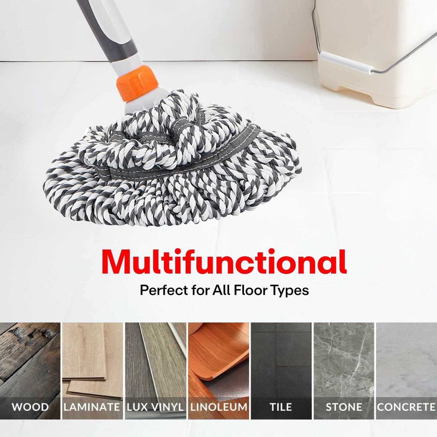 Prime Pick Self Wringing Microfiber Twist Mop Telescopic Handle