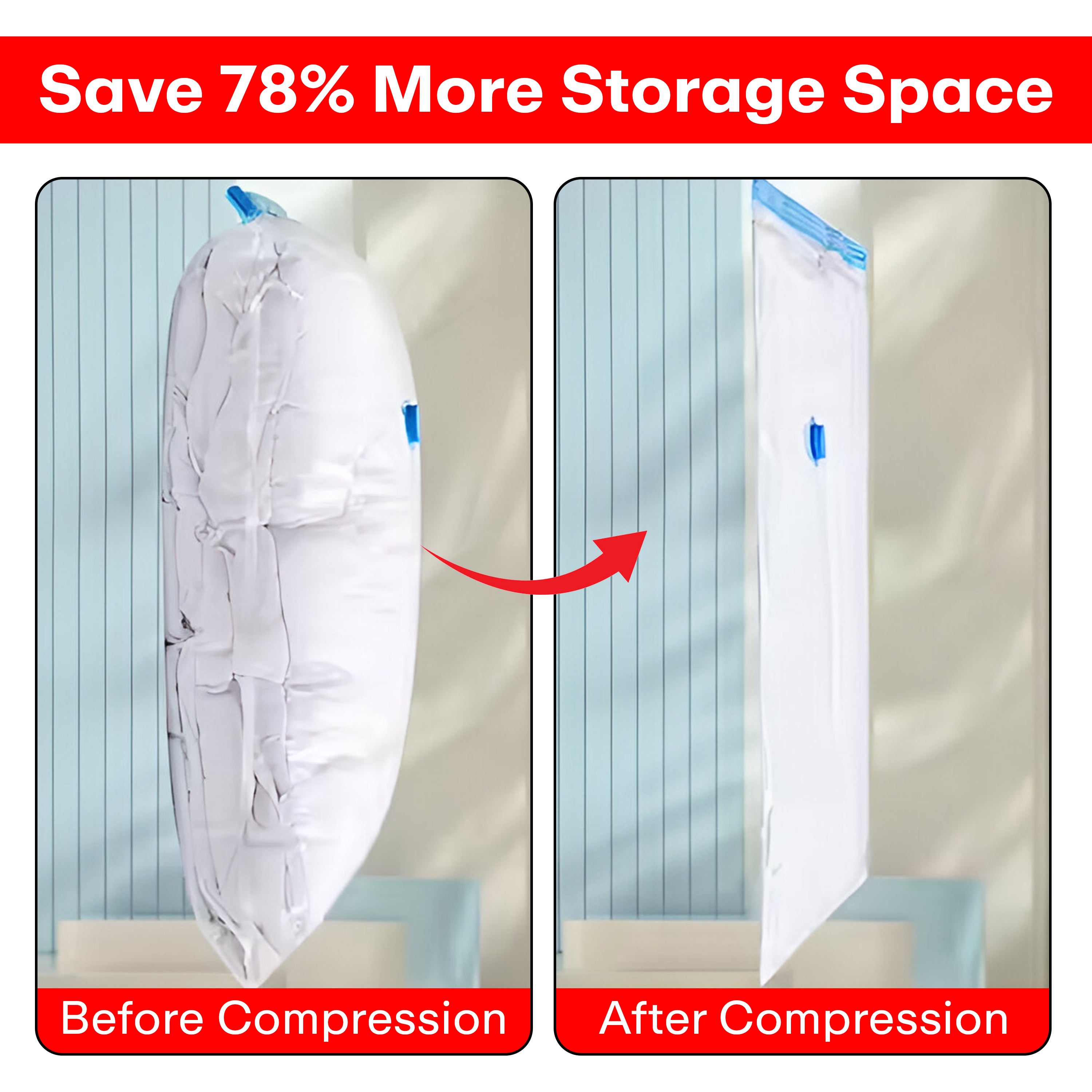 Prime Pick Vacuum Compression Storage Bags With Hand Pump Pack Of-9 3Medium+3Large+3Jumbo