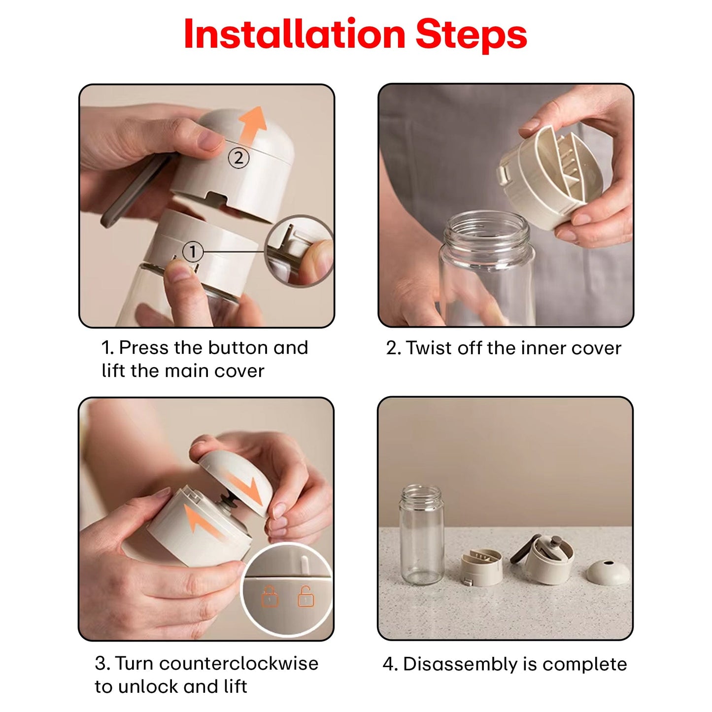 Prime Pick Salt & Pepper Containers – Set of 2, 250ml (Grey)