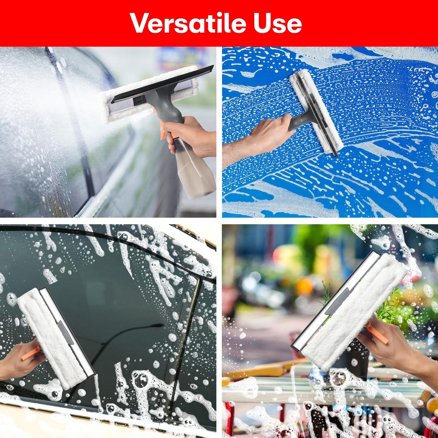 Prime Pick 3 in 1 Glass/Window Cleaner Tool with Spray Bottle