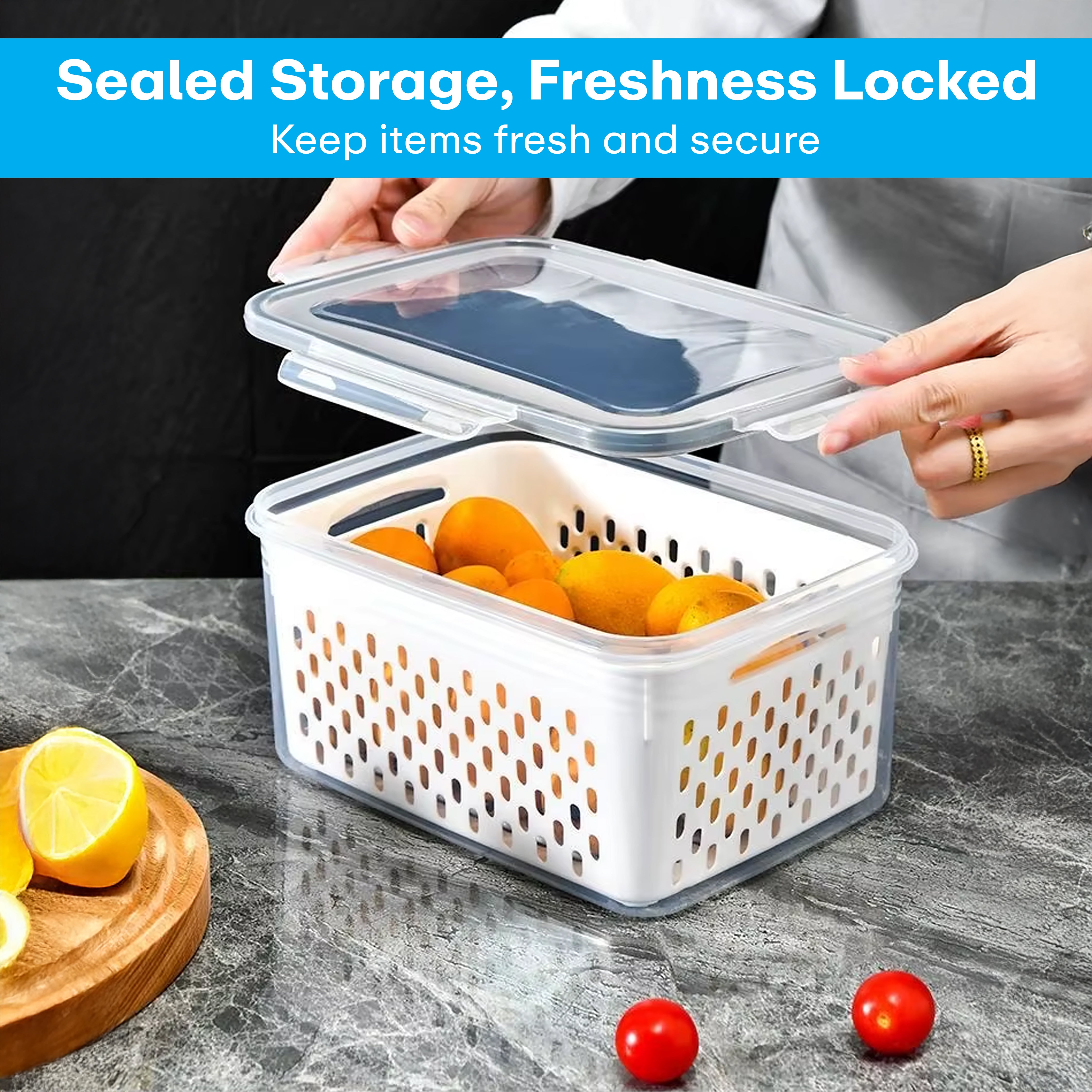 Prime Pick Stackable & Leakproof air tight container (set of 3) for Fridge Storage Boxes with Lids