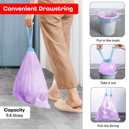 Prime Pick Drawstring Garbage Trash Bags (5 Rols In Each Pack)