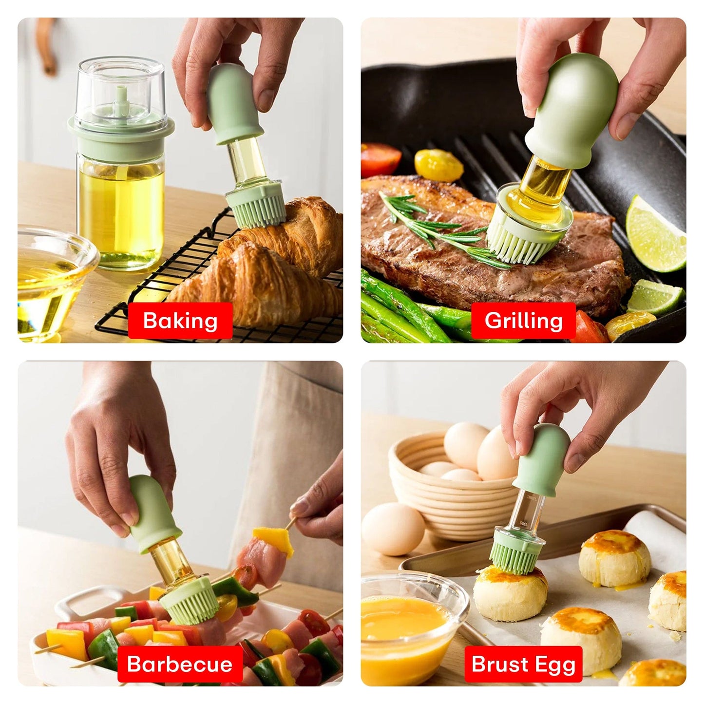 Prime Pick 180ml Oil Dispenser Bottle with Silicone Built-in Brush