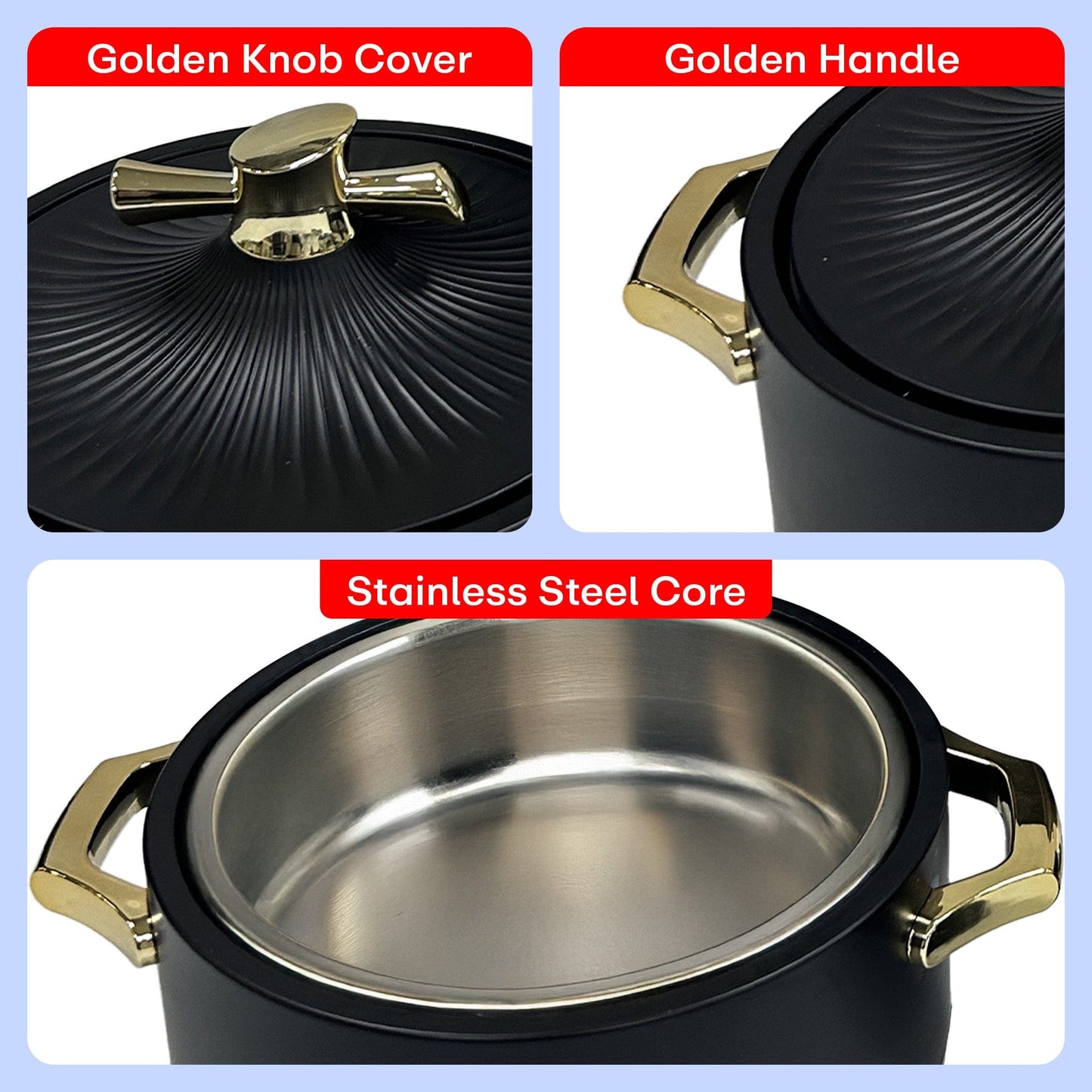 Prime Pick Luxury Casserole Set of-3  (1L + 2L + 3.5L)