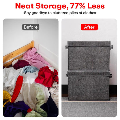 PRIME PICK Pack of 1 Foldable Storage Box with Lid, Bamboo Front