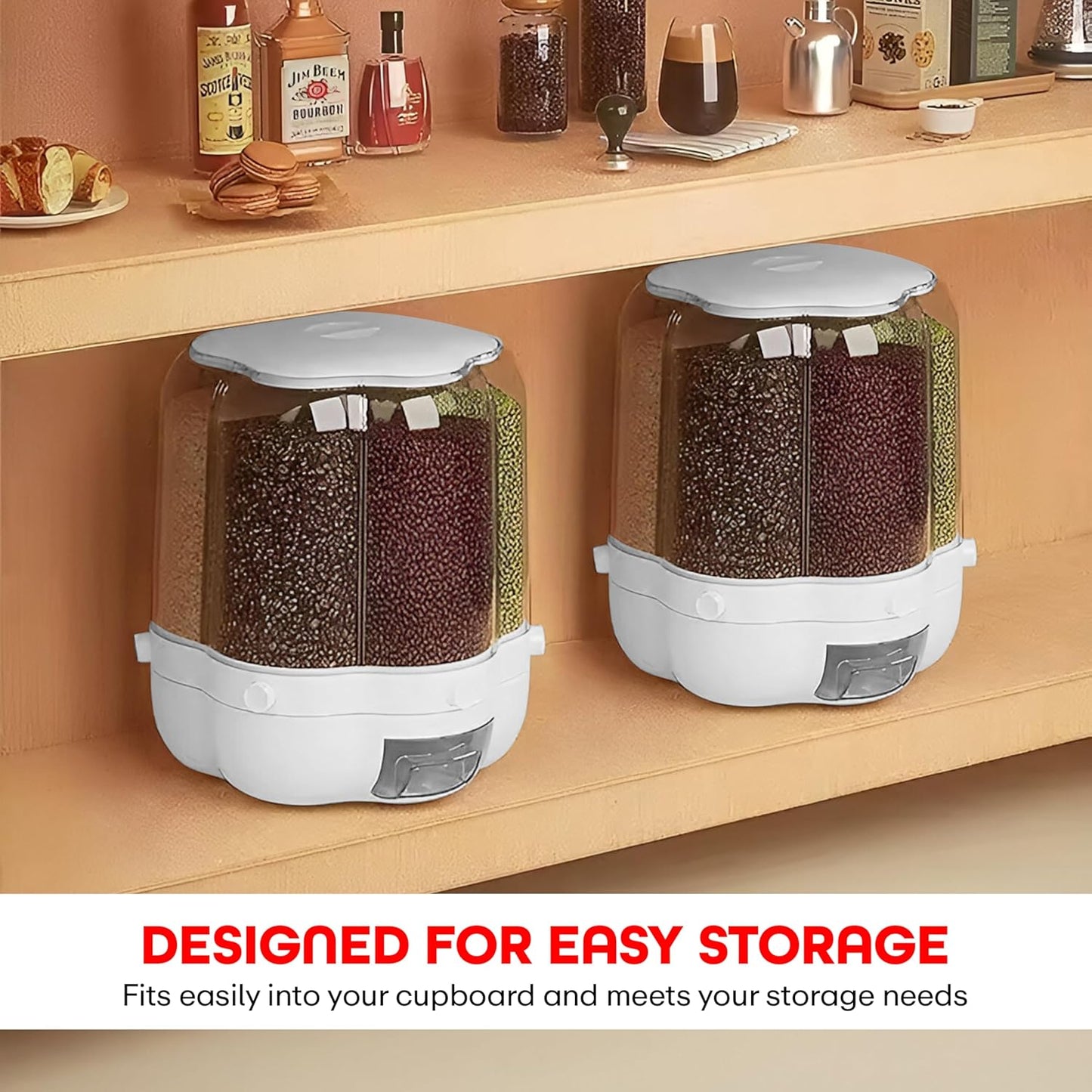 Prime Pick Grocery Organiser 360° Rotating With 6 Grid Dispenser