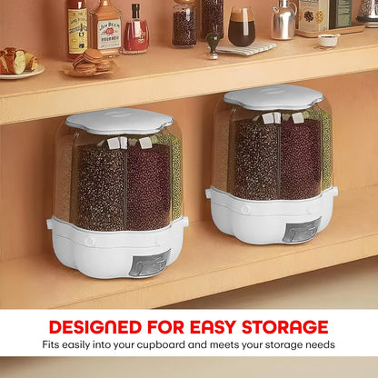 Prime Pick Grocery Organiser 360° Rotating With 6 Grid Dispenser