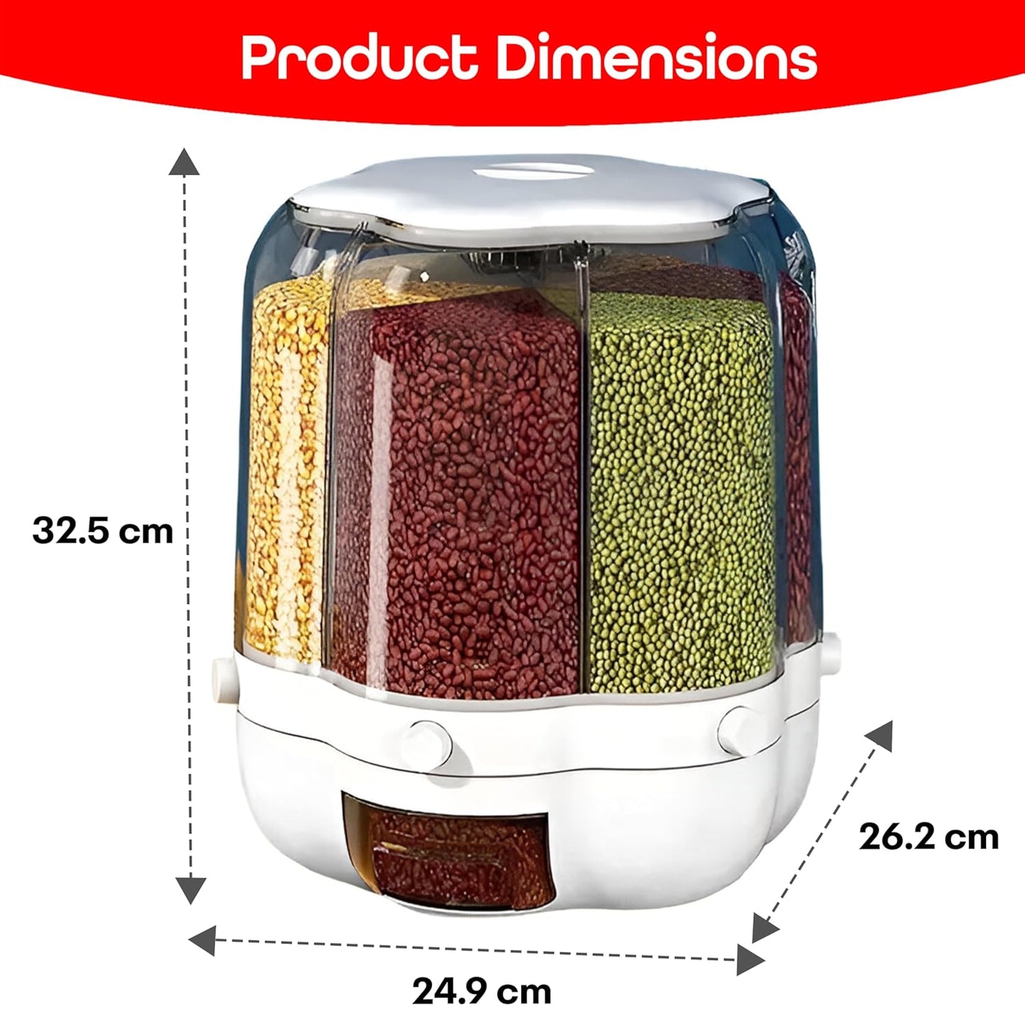 Prime Pick Grocery Organiser 360° Rotating With 6 Grid Dispenser