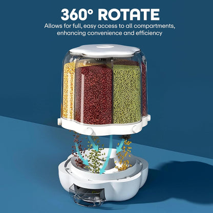 Prime Pick Grocery Organiser 360° Rotating With 6 Grid Dispenser