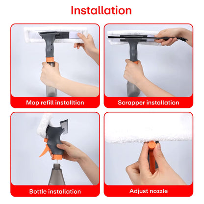 Prime Pick 3 in 1 Glass/Window Cleaner Tool with Spray Bottle
