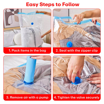 Prime Pick Vacuum Compression Storage Bags With Hand Pump Pack Of-5 X-Jumbo (120X80)Cm