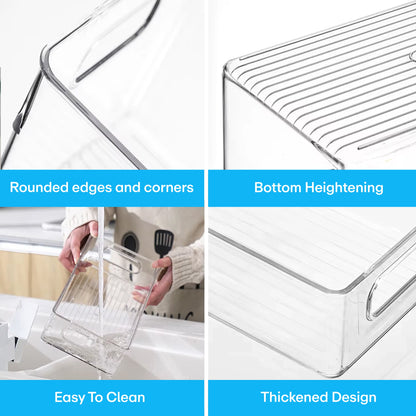 Prime Pick Stackable Food Storage Containers with Handles Acrylic Fridge Organizers (Set Of-3)