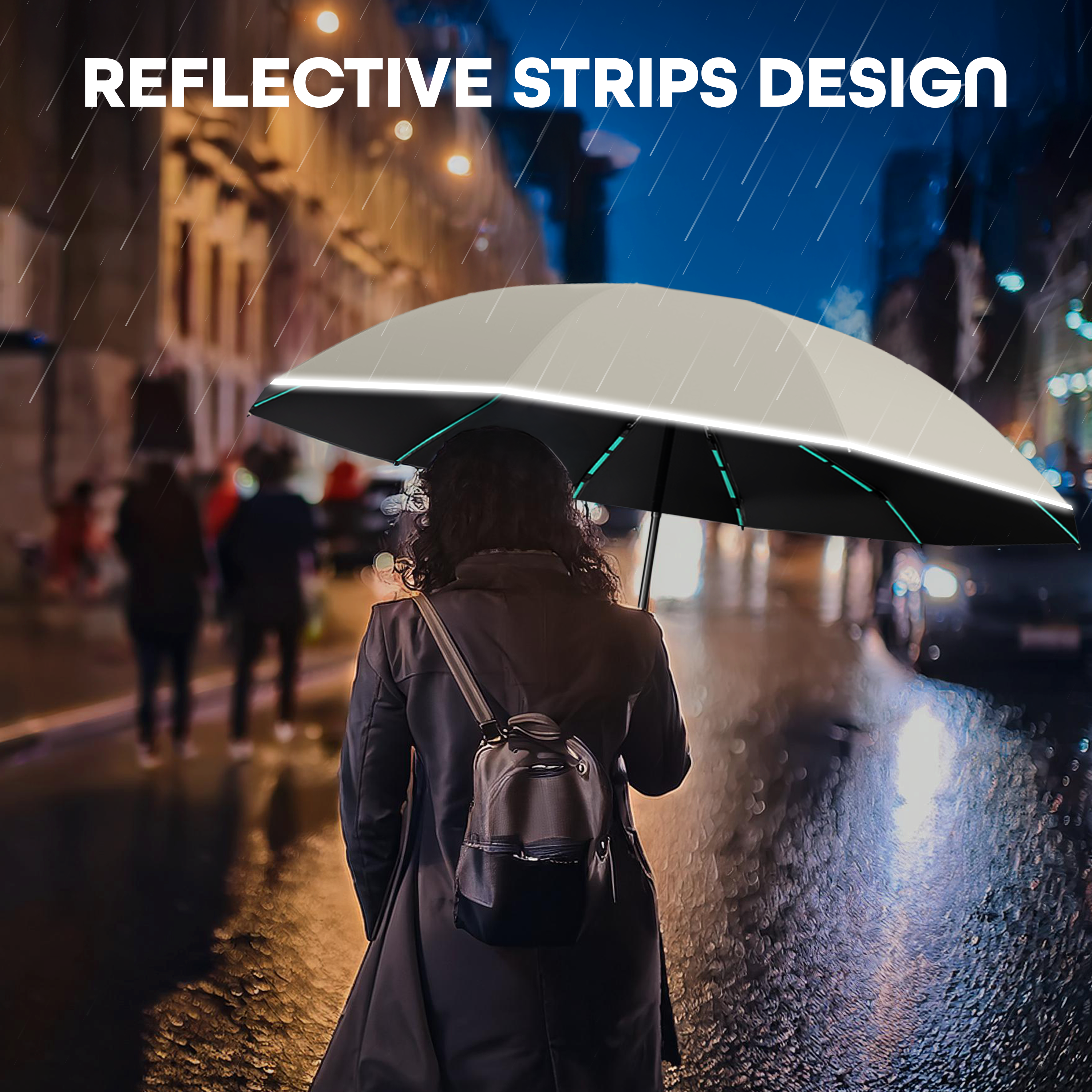 Prime Pick Compact Travel Umbrella With Reflective Strip