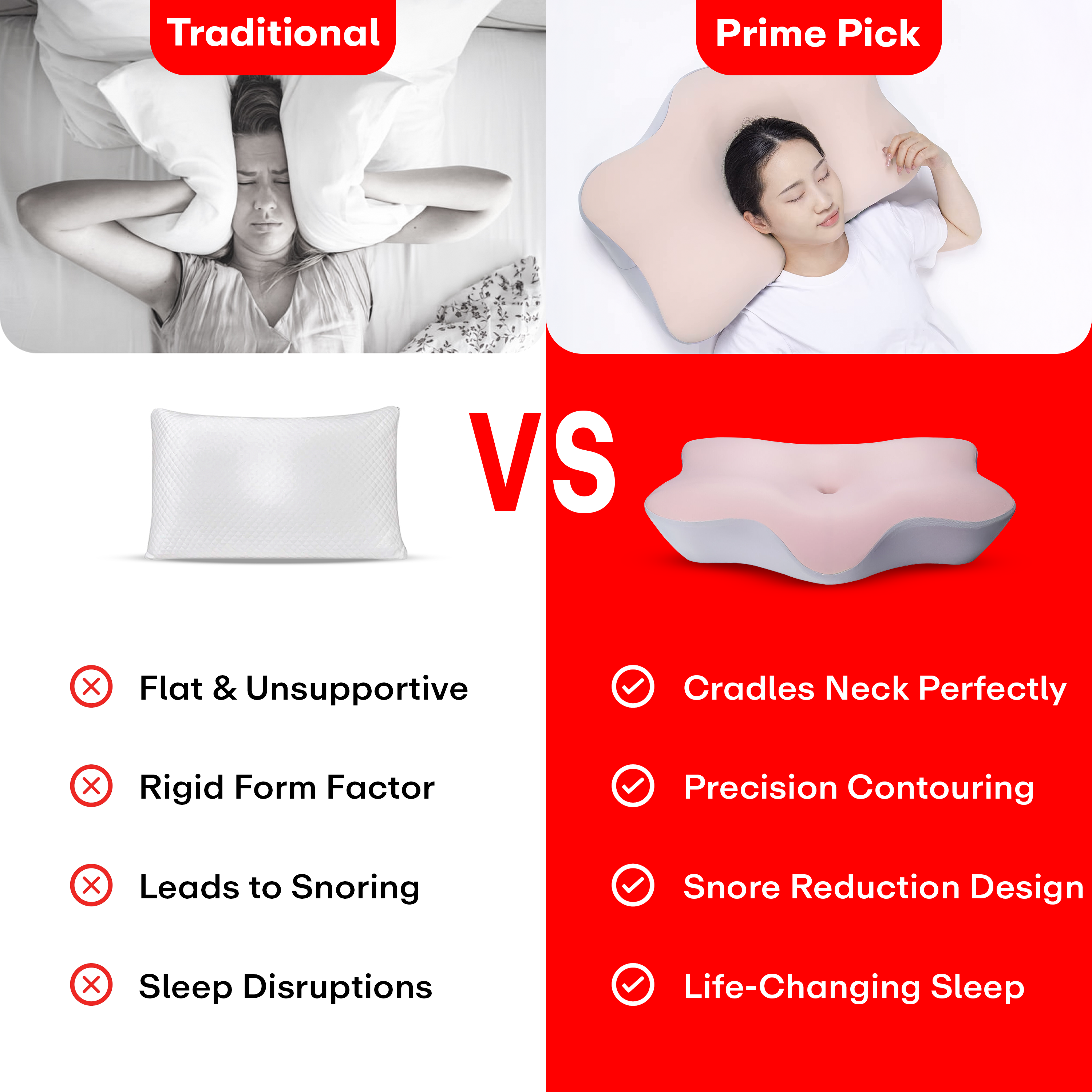 Prime Pick Spine Soothie Memory Foam Orthopedic Pillow