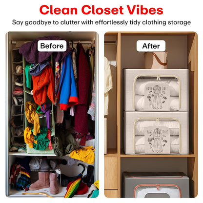 PRIME PICK Foldable Storage Box Double ZiPPer Cloth Oraganizer Box – 1 Pack