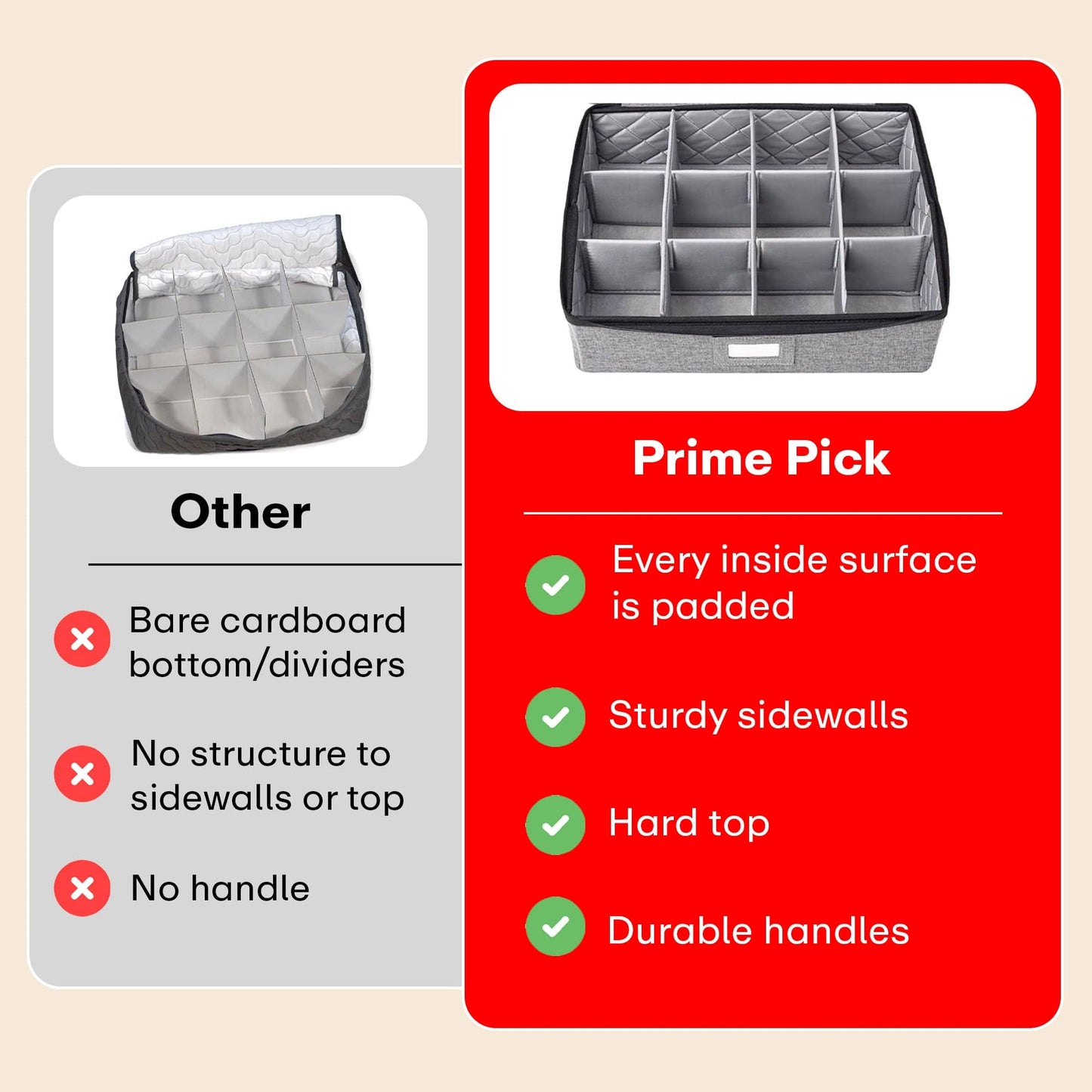 Prime Pick 12 Tea/Coffee Mugs Sets Storage Box With Lid