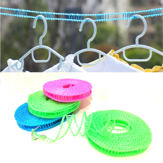 Prime Pick Washing Line 5M, Non-Slip and Windproof Clothes Line, Portable Washing Line with 2 Stainless Hooks, Fence-Like Rope Washing Line for Indoor Outdoor Camping Traveling(Pack of 3, Multicolor)