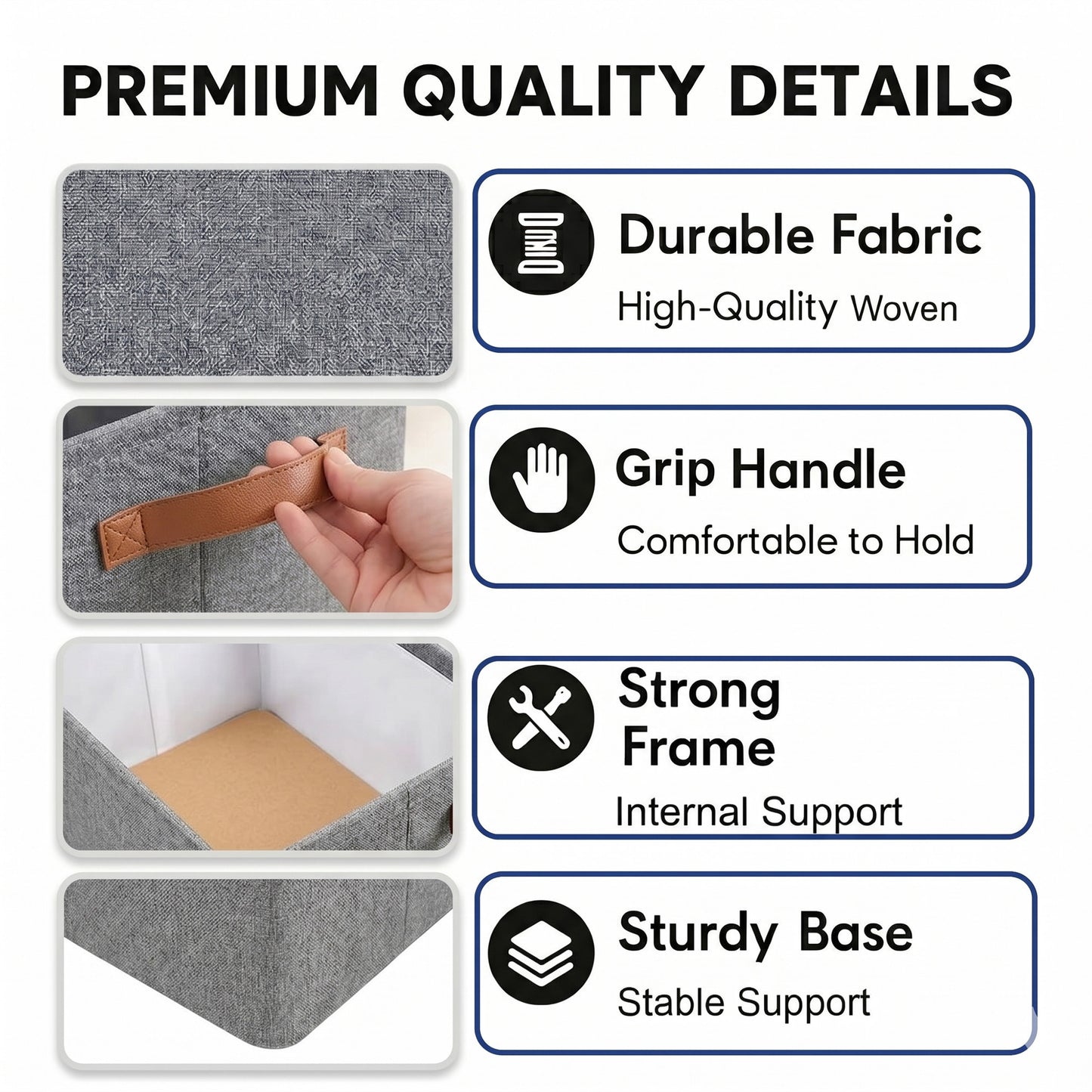Prime Pick XL Oxford Cloth Organizer Durable Foldable Storage Box with Metal Frame