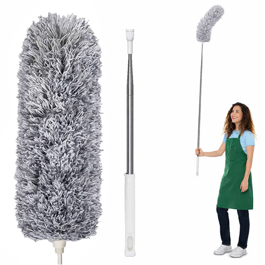 Prime Pick Microfiber Telescopic Duster 2.5m | Extendable Pole for High Ceiling, Fan & Cobweb Cleaning | Washable, Bendable Head Dust Cleaner