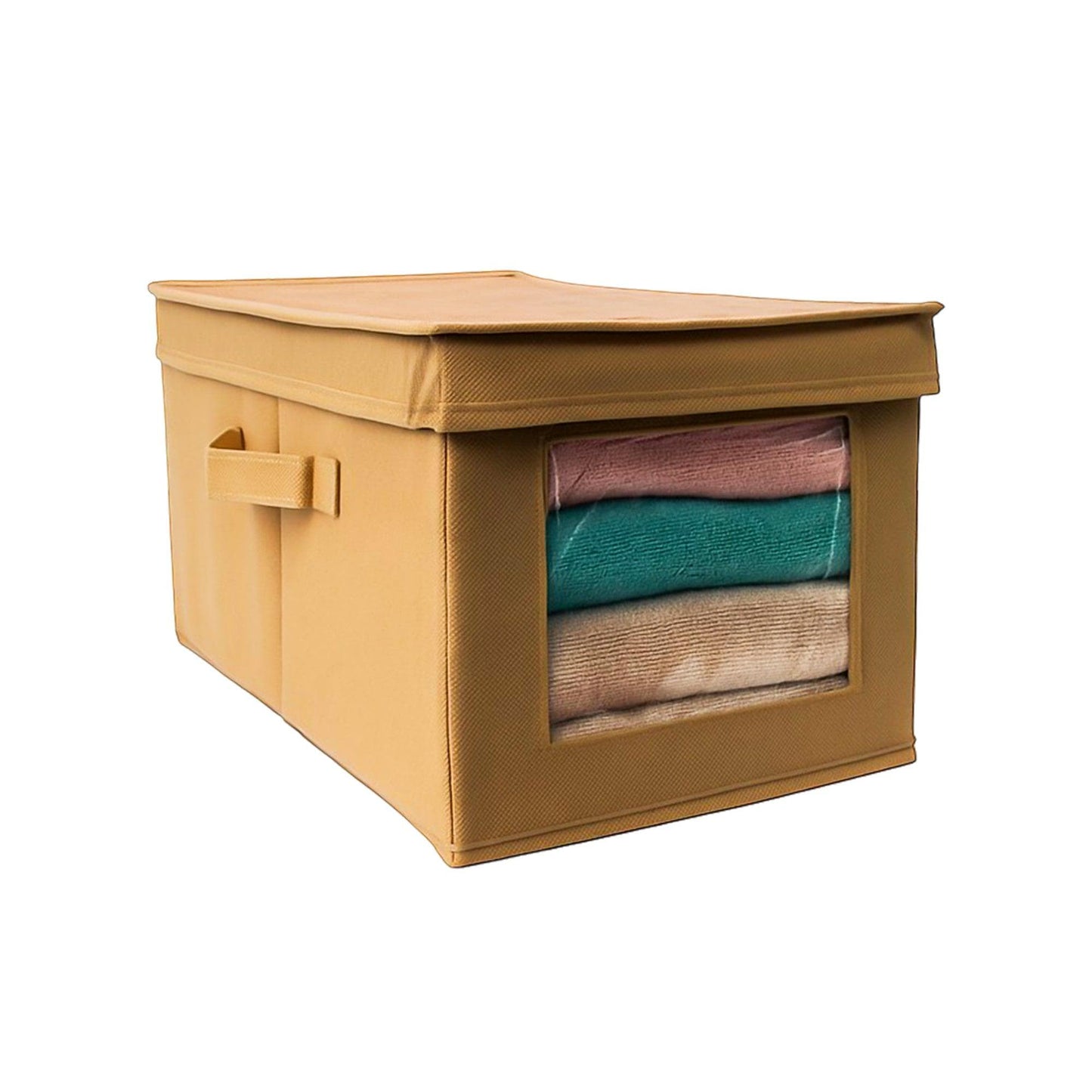 Foldable Cloth Storage Box with Transparent Window & Handles