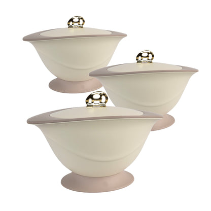 Insulated Casserole Set of 3 (0.8L + 1.8L + 3L) – Elegant Pink Hot Pot Set for Kitchen