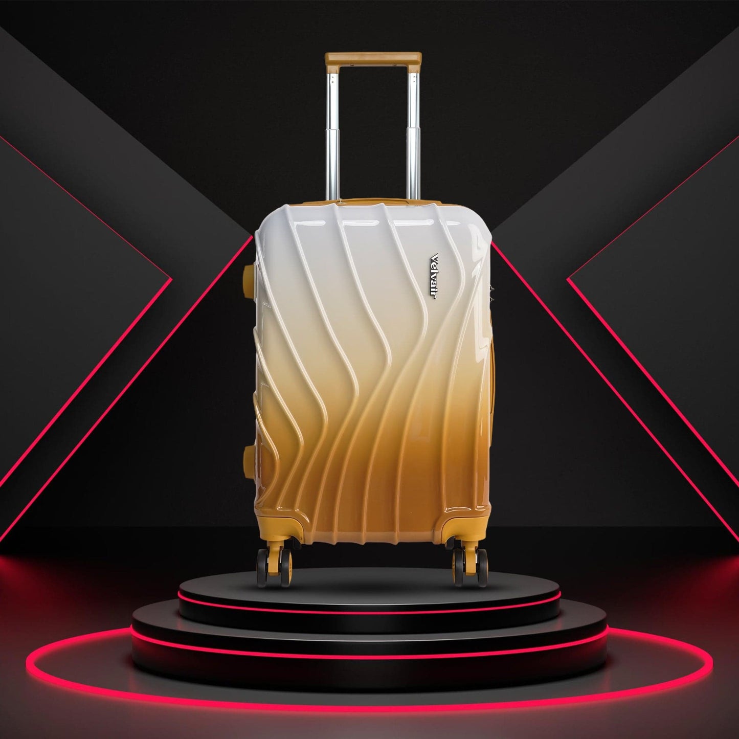 Medium Hard Shell Luggage Set of 3 (20” + 24” + 28”) – Stylish Gold Trolley Bags